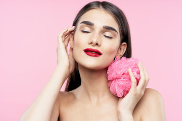 Naklejka premium beautiful woman bare shoulders spa treatments clean skin