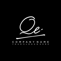 QE initials signature logo. Handwriting logo vector templates. Hand drawn Calligraphy lettering Vector illustration.