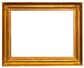 Gold vibackgroundntage picture frame isolated on white