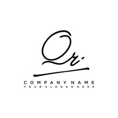 QR initials signature logo. Handwriting logo vector templates. Hand drawn Calligraphy lettering Vector illustration.