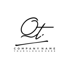 QT initials signature logo. Handwriting logo vector templates. Hand drawn Calligraphy lettering Vector illustration.