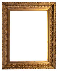 Gold vibackgroundntage picture frame isolated on white