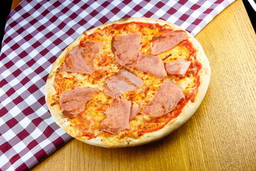Pizza on a restaurant table