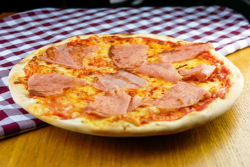 Pizza on a restaurant table