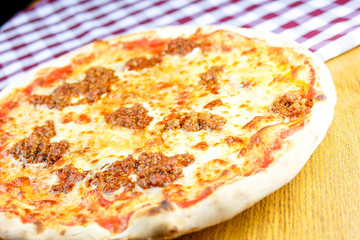 Pizza on a restaurant table