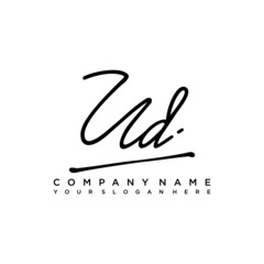 Obraz premium UD initials signature logo. Handwriting logo vector templates. Hand drawn Calligraphy lettering Vector illustration.