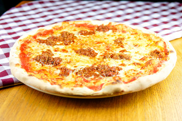 Pizza on a restaurant table