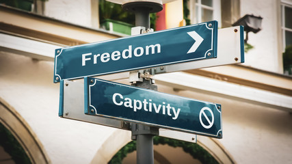 Street Sign to Freedom versus Captivity