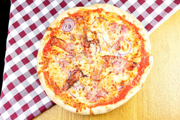 Pizza on a restaurant table