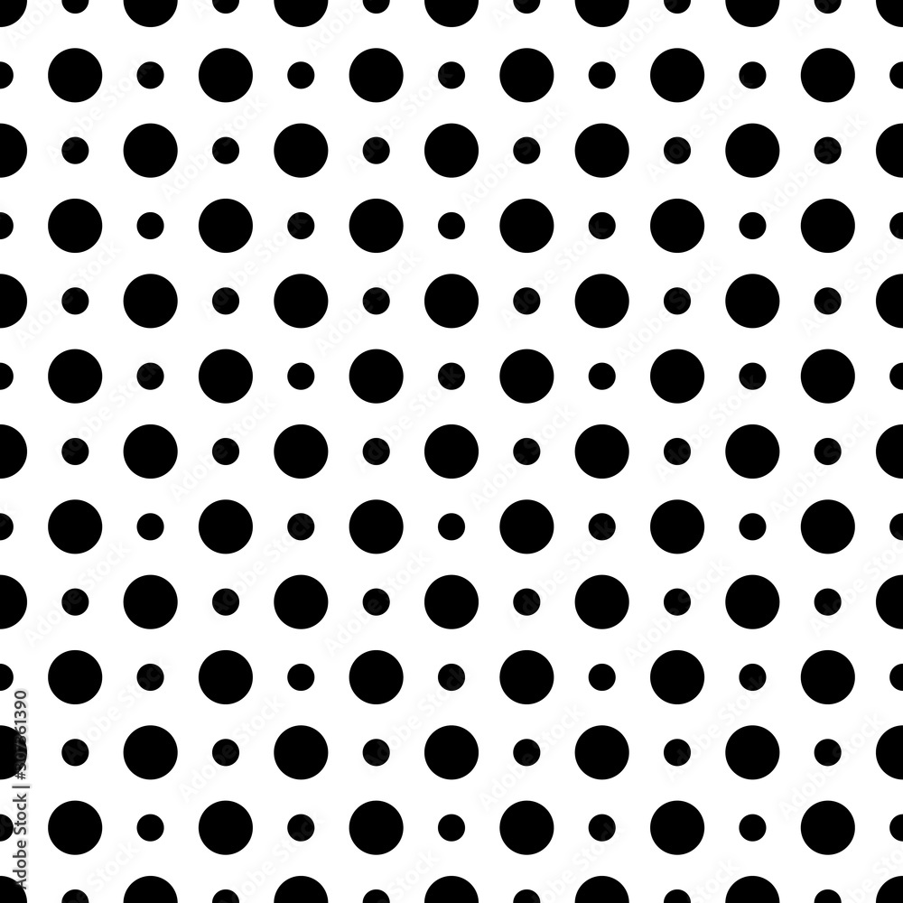 Poster Geometric pattern seamless mosaic dots circles, vector dot pattern, Pixels backdrop halftone pattern