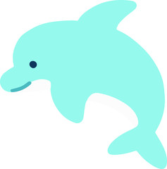 Flat colored pastel blue Dolphin