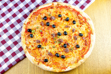 Pizza on a restaurant table