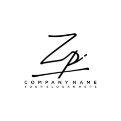 ZP initials signature logo. Handwriting logo vector templates. Hand drawn Calligraphy lettering Vector illustration.