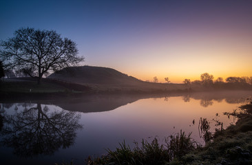 Misty Sunrise in Fotheringhay along the River Nene