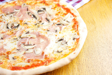 Pizza on a restaurant table