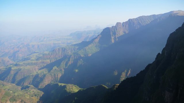 Pan shot, showing the beauty of nature in Semien mountain.