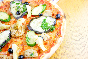 Pizza on a restaurant table