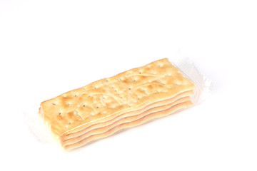 packed cracker isolated on white background with copy space for ypour text