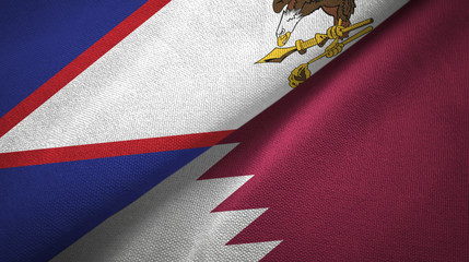 American Samoa and Qatar two flags textile cloth, fabric texture