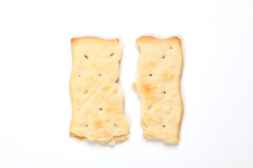 broken bread cracker  isolated on white background with copy space for your text