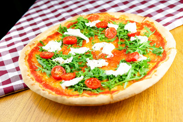 Pizza on a restaurant table