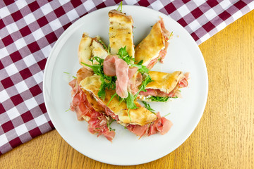 Pizza slices on a restaurant table