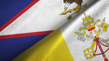 American Samoa and Vatican two flags textile cloth, fabric texture