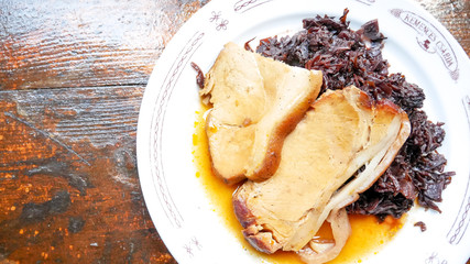 Pork dish on a restaurant table
