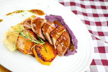 Pork dish on a restaurant table