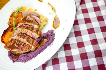 Pork dish on a restaurant table