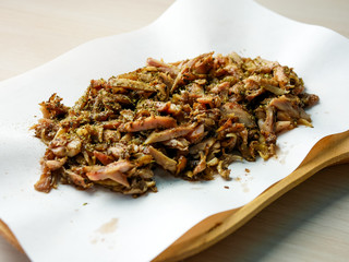 Pork dish on a restaurant table