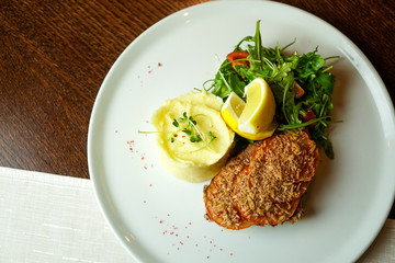 Pork dish on a restaurant table