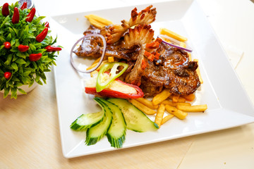 Pork dish on a restaurant table