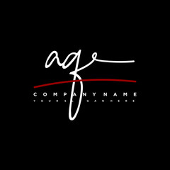 AQ signature initials. Handwritten logo vector template with red underline. Hand drawn Calligraphy lettering Vector illustration.