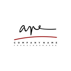 AR signature initials. Handwritten logo vector template with red underline. Hand drawn Calligraphy lettering Vector illustration.