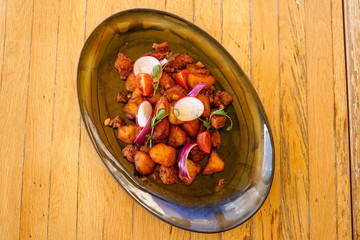 Pork dish on a restaurant table