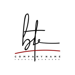BT signature initials. Handwritten logo vector template with red underline. Illustration of hand drawn calligraphy Illustration.