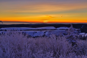 sonnenaufgang auf dem fichtelberg