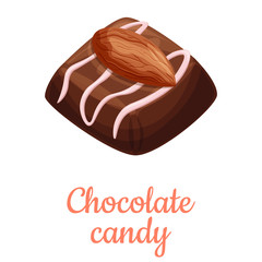 Chocolate candy cartoon illustration, isolated chocolate sweet dessert icon.