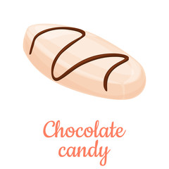 Chocolate candy cartoon illustration, isolated chocolate sweet dessert icon.
