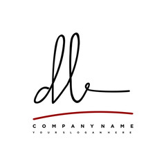 DL signature initials. Handwritten logo vector template with red underline. Illustration of hand drawn calligraphy Illustration.