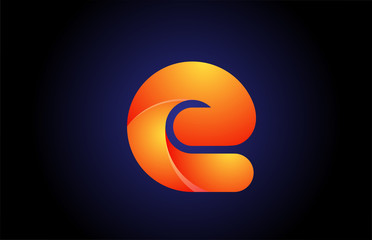 orange blue gradient logo e alphabet letter design icon for company