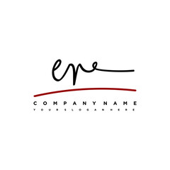 Obraz premium ER signature initials. Handwritten logo vector template with red underline. Illustration of hand drawn calligraphy Illustration.