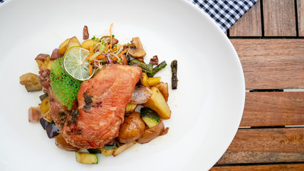 Pork dish on a restaurant table