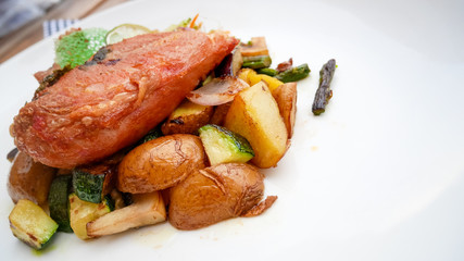 Pork dish on a restaurant table