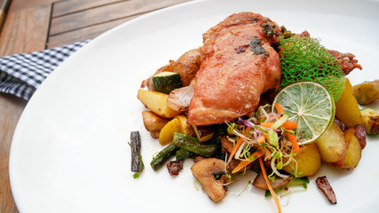 Pork dish on a restaurant table