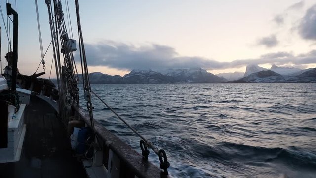 Traditional Sailing Vessel Cruising along the Norwegian Coast