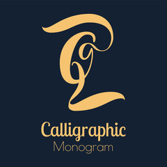 Obraz premium Brush lettering Q monogram design