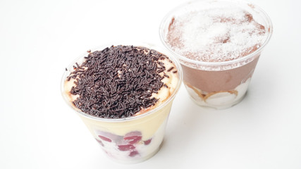 Pudding on a restaurant table