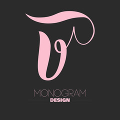 Letter V brushpen monogram design